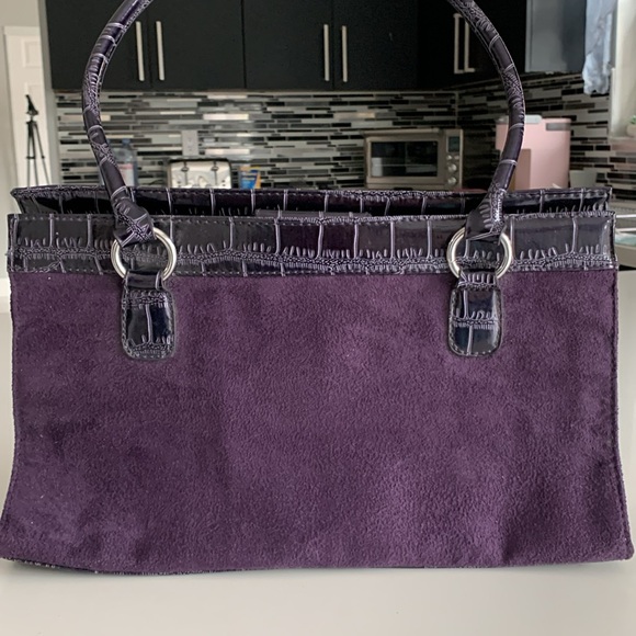 Sagharbor Deep Purple Faux Suede Tote Bag - Picture 1 of 6